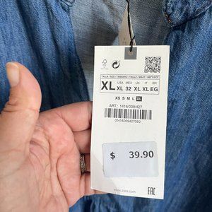 Zara tiered denim mini dress XL